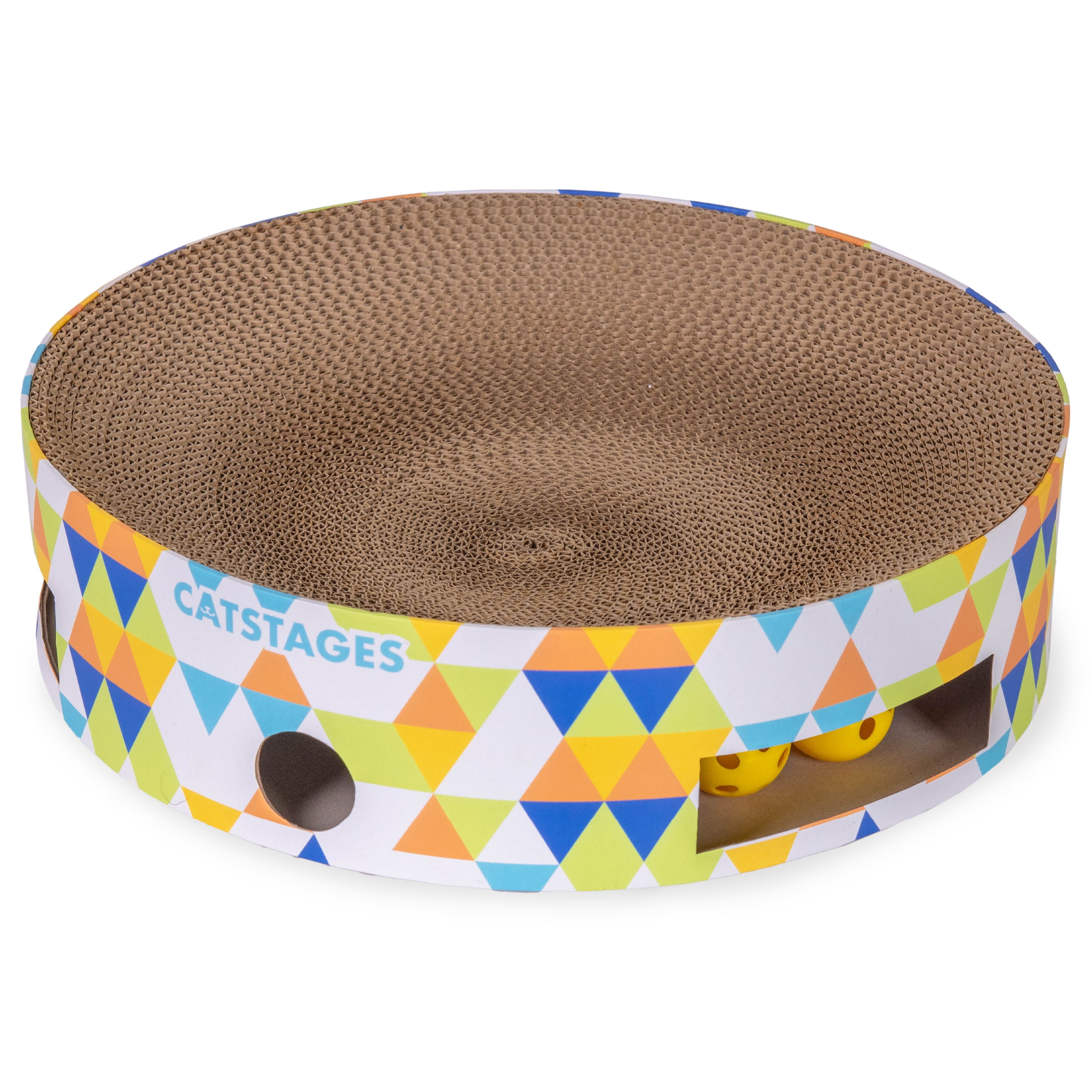 Multicolor Recycled Corrugated Cat Bowl Track Scratcher