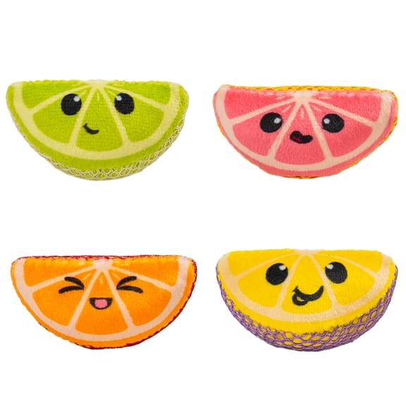 Catstages Dental Fruit Wedges Catnip Chew Toys, 4 Pack, Multicolored