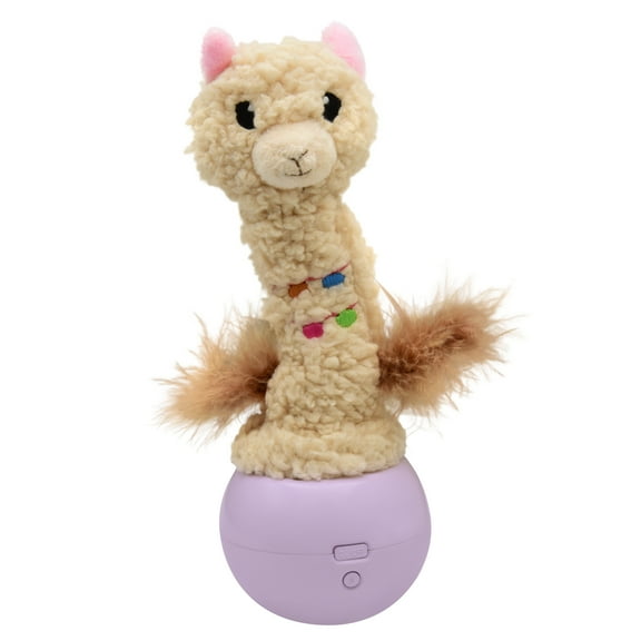 Catstages Electronic Dancing Llama Interactive Cat Toy, Wobbles and Plays Music, Battery Powered, Plush, White