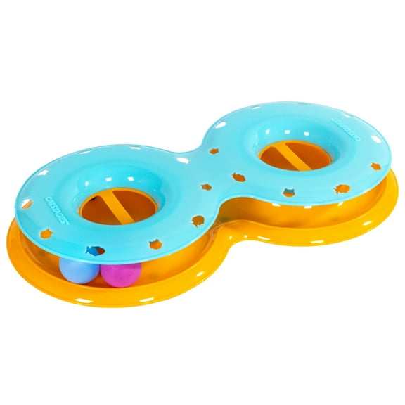 Catstages Meowsome Infinity Ball Track for Cats, Figure-8 Shaped, Compatible with 2-in-1 Topper Toys, Blue