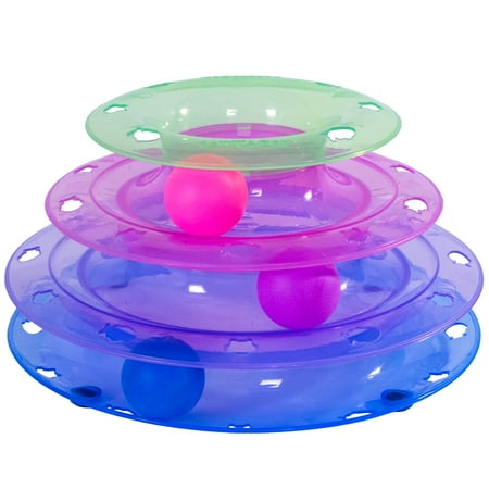 Catstages Meowsome Tower of Tracks Interactive Cat Toy with 3 Spinning Balls, Multicolored