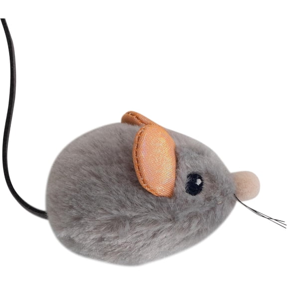 Interactive Gray Cat Toy with Touch-Squeak & Catnip - Realistic Plush Mouse for Indoor Play, Durable Chew Toy
