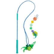 Catstages Tail Teaser Ground Prey Cat Wand Toy for Indoor Cats, Includes 2 Catnip Toys, Crinkle Sounds, Feathers, and Claw-Proof Rope for Interactive Play, Green