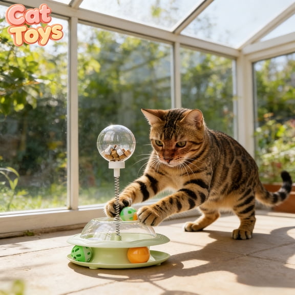 Catstages Tower of Tracks Cat Toy,1-Level Detachable Rolling Ball Track Tower With 2 Balls, Interactive Mental Enrichment Kitten Play Toy, Non-Toxic Soft Plastic Indoor Boredom Relief Cat Toys