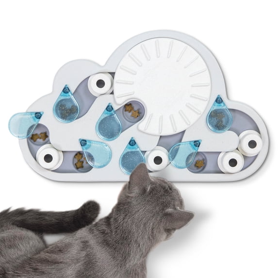 Catstages Nina Ottosson Rainy Day Puzzle & Play Cat Puzzle Feeder, Interactive Treat Game for Indoor Cats, Level 3 Slow Feeder Enrichment Toy