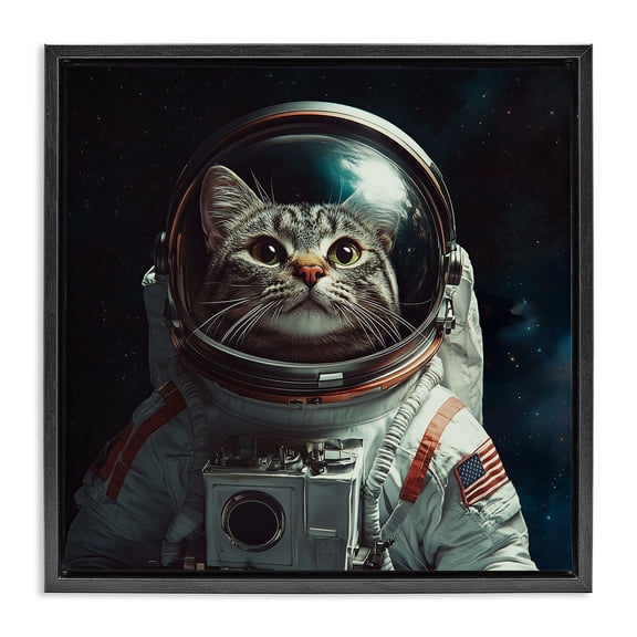 Catstronaut Cat Astronaut Black Framed Floater Canvas Wall Art, design by Jim Baldwin