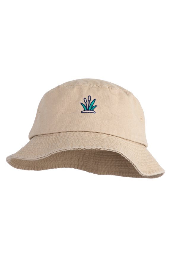 Cattails Embroidered Unisex Multipurpose Crushable Cotton Twill Bucket Hat - Khaki M