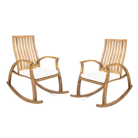 Cattan Outdoor Acacia Wood Rocking Chair with Water Resistant Cushions - Set of 2
