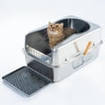 thumbnail image 1 of Cattasaurus Stainless Steel Litter Box for Large Cats with Scoop and Pedal, 1 of 9