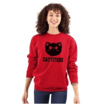 Cattitude Funny Cat Ladies Pet Lovers Women Plus Size Sweatshirt Brisco Brands 2X