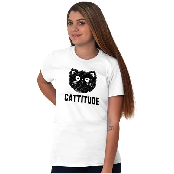 Cattitude Funny Cat Ladies Pet Lovers Women's Graphic T Shirt Tees Brisco Brands M
