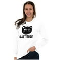 thumbnail image 1 of Cattitude Funny Cat Ladies Pet Lovers Women's Long Sleeve T Shirt Brisco Brands M, 1 of 6