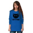 thumbnail image 1 of Cattitude Funny Cat Ladies Pet Lovers Women's Long Sleeve T Shirt Brisco Brands M, 1 of 6