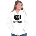thumbnail image 1 of Cattitude Funny Cat Ladies Pet Lovers Zip Hoodie Sweatshirt Women Brisco Brands M, 1 of 6