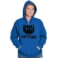 thumbnail image 1 of Cattitude Funny Cat Ladies Pet Lovers Zip Hoodie Sweatshirt Women Brisco Brands X, 1 of 6