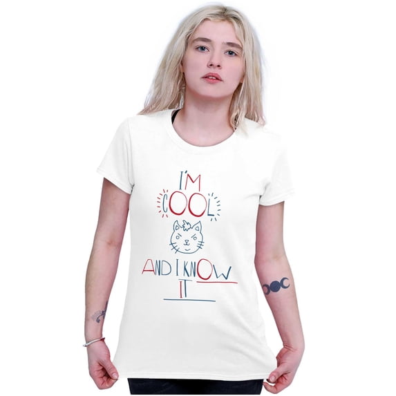 Cattitude Im Cool and I Know It Funny Womens Fitted Plus Size Graphic Tee Brisco Brands 2X