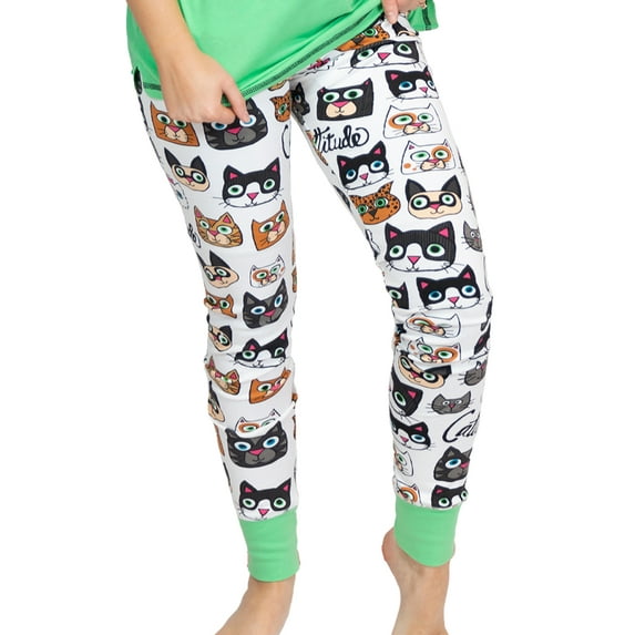 Cattitude LazyOne Women's Leggings and Tees, Pajama Separates, Cozy Loungewear for Women (X-LARGE)