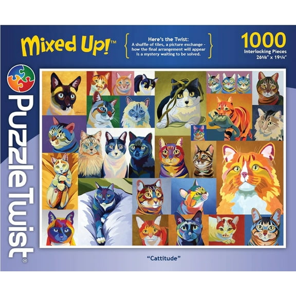 Cattitude - Mixed Up! 1000 Pieces, Jigsaw Puzzle