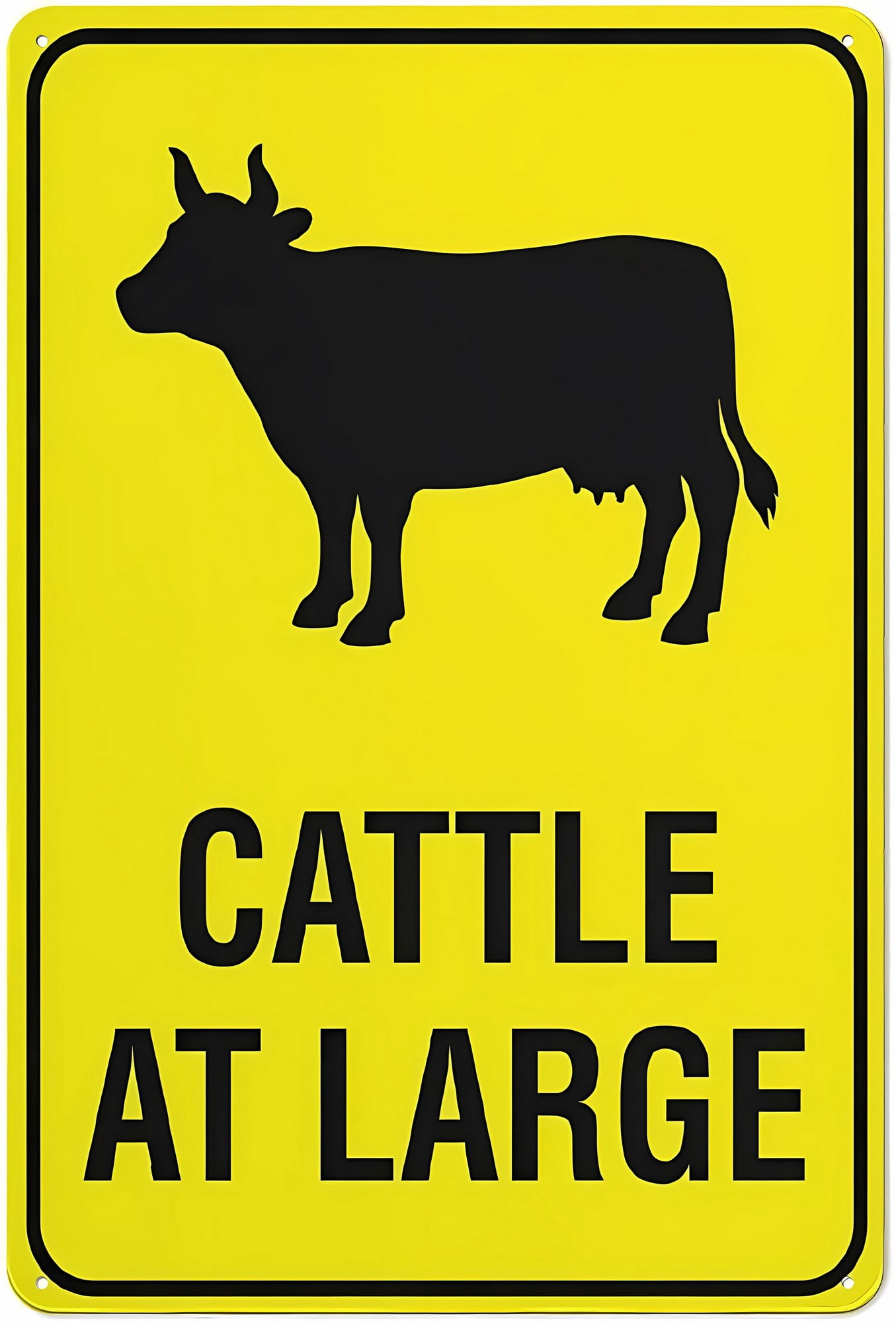 Cattle At Large Icon Sign, 8"x12" Grade Reflective Rust-Free Aluminum ...