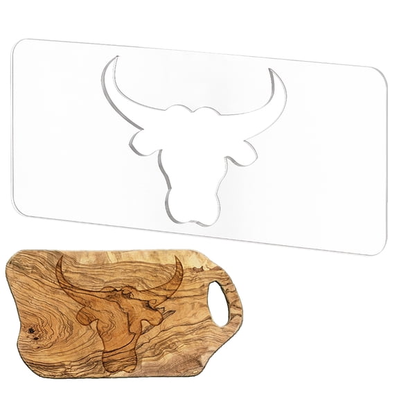 Cattle Clear Acrylic Router Inlay Template Woodworking Craft Template with Film for Creating Unique Inlays Charcuterie Boards 11.8x5inch