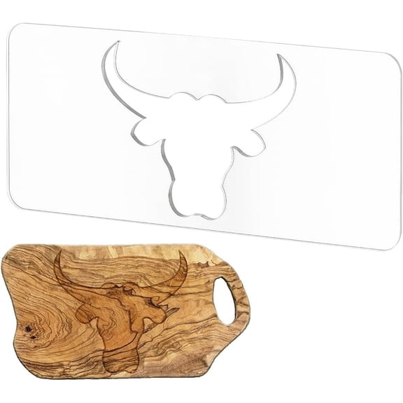 Cattle Clear Acrylic Router Inlay Template Woodworking Craft Template with Film for DIY Creating Unique Inlays in Signs Charcuterie Boards 11.8x5inch
