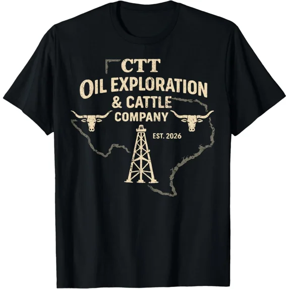 Cattle Company Texas and Oil Exploration Design Western Rancher Unisex T-Shirt ,up to size 5XL