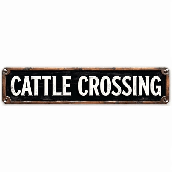 Cattle Crossing Metal Sign 16*4 Inches "CATTLE CROSSING" Farm Ranch Rural Decor