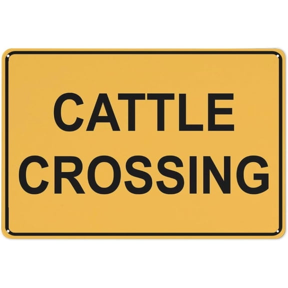 Cattle Crossing Metal Tin Sign Aluminum Warning Sign Vintage Decorative Wall Art Plaque for Garage Man Cave Home Office Business Farm Ranch Indoor Outdoor Wall Decor 8x12 Inch