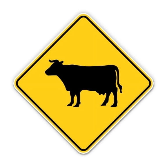 Cattle Crossing Sign - 12" Vinyl Sticker Waterproof Decal