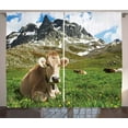 thumbnail image 1 of Ambesonne Cattle Curtains 2 Panel Set, Alpine Mountain Milk Cow, 108" x 63", Multicolor, 1 of 3