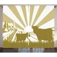 thumbnail image 1 of Ambesonne Cattle Curtains 2 Panel Set, Idyllic Cottage Theme, 108" x 90", White Tan and Khaki, 1 of 3