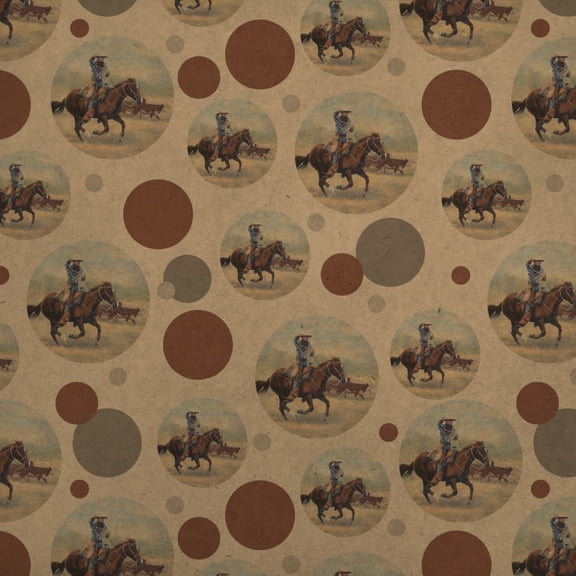 Cattle Drive Western Cowboy In the Loop Premium Kraft Gift Wrap Wrapping Paper Roll