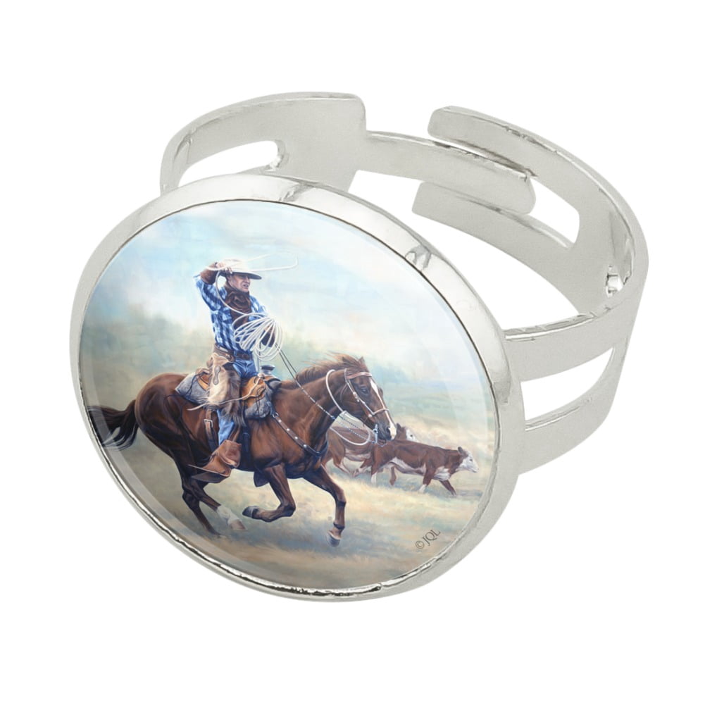 Cattle Drive Western Cowboy In the Loop Silver Plated Adjustable ...