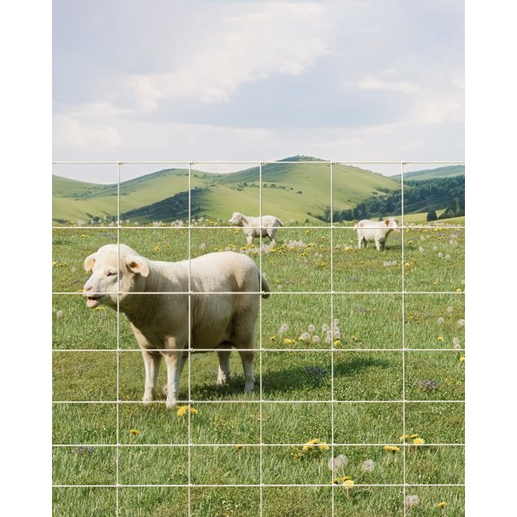 Cattle Fence,Galvanized Welded Silver Mesh - Farm FenceHeavy Duty Galvanized Steel,Livestock & Poultry Wire Fencing, Chain Link Cattle Panel for Ranch, Garden, Yard Protection