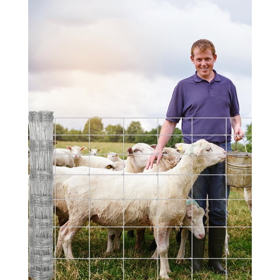 Cattle Fence Panel 4Ft x 164Ft Agricultural Metal Farm Fencing for Yard, Galvanized Welded Wire Fence for Hog, Deer, Goat, Sheep, Animals and Field Protection