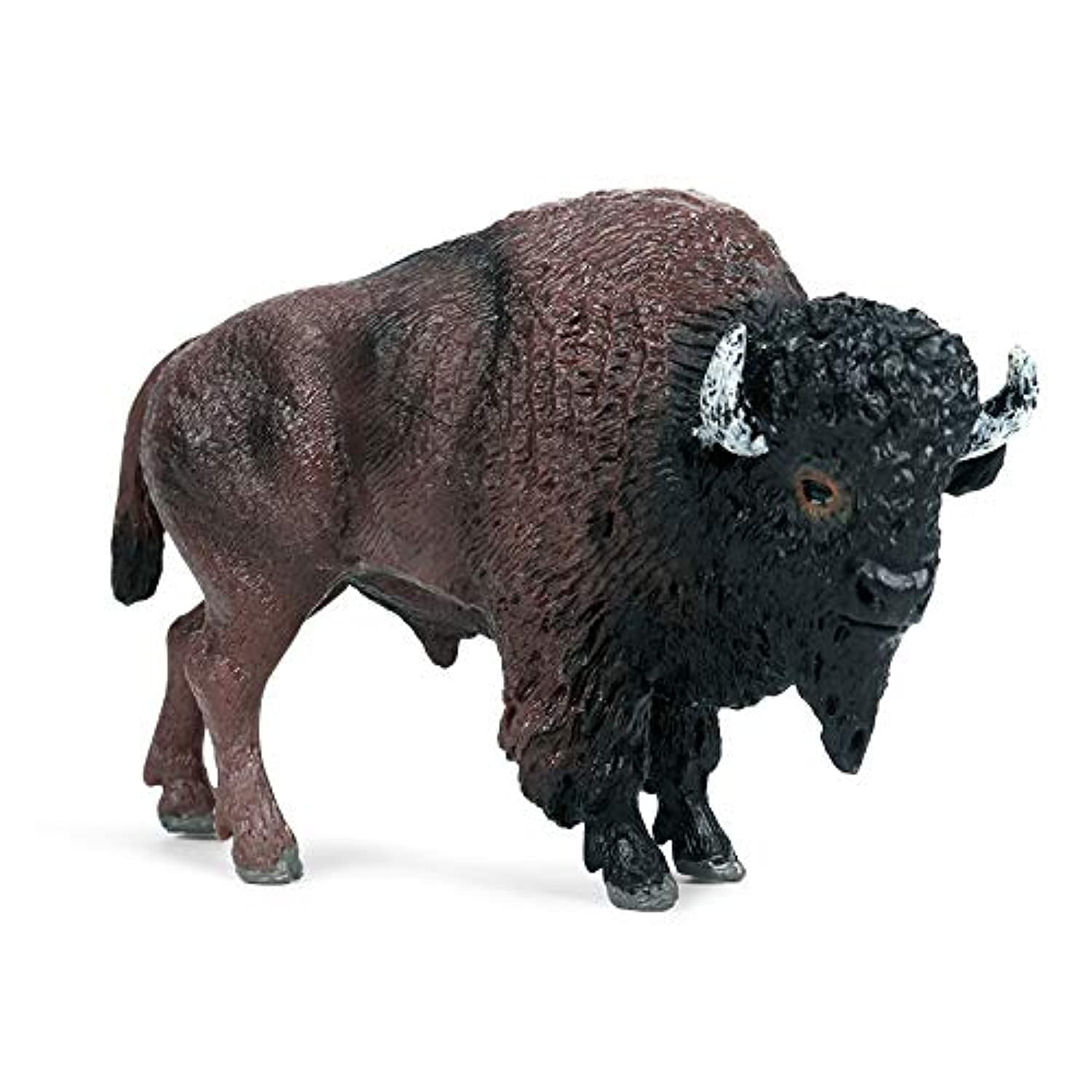 Realistic Brown and Black Plastic American Bison Figurine