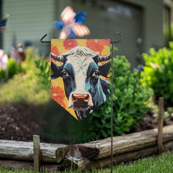 Cattle Flowers Garden Flag 18" x 12.5" Double Sided Yard Lawn Outdoor Decor Small Yard Flags