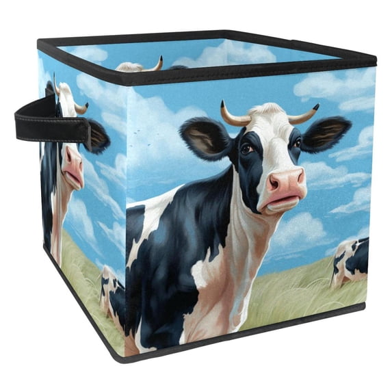 Cattle Foldable, with Handle, 10.8"x10.5"x10.6", Large Capacity Storage Box Cube Organizer Storage Containers