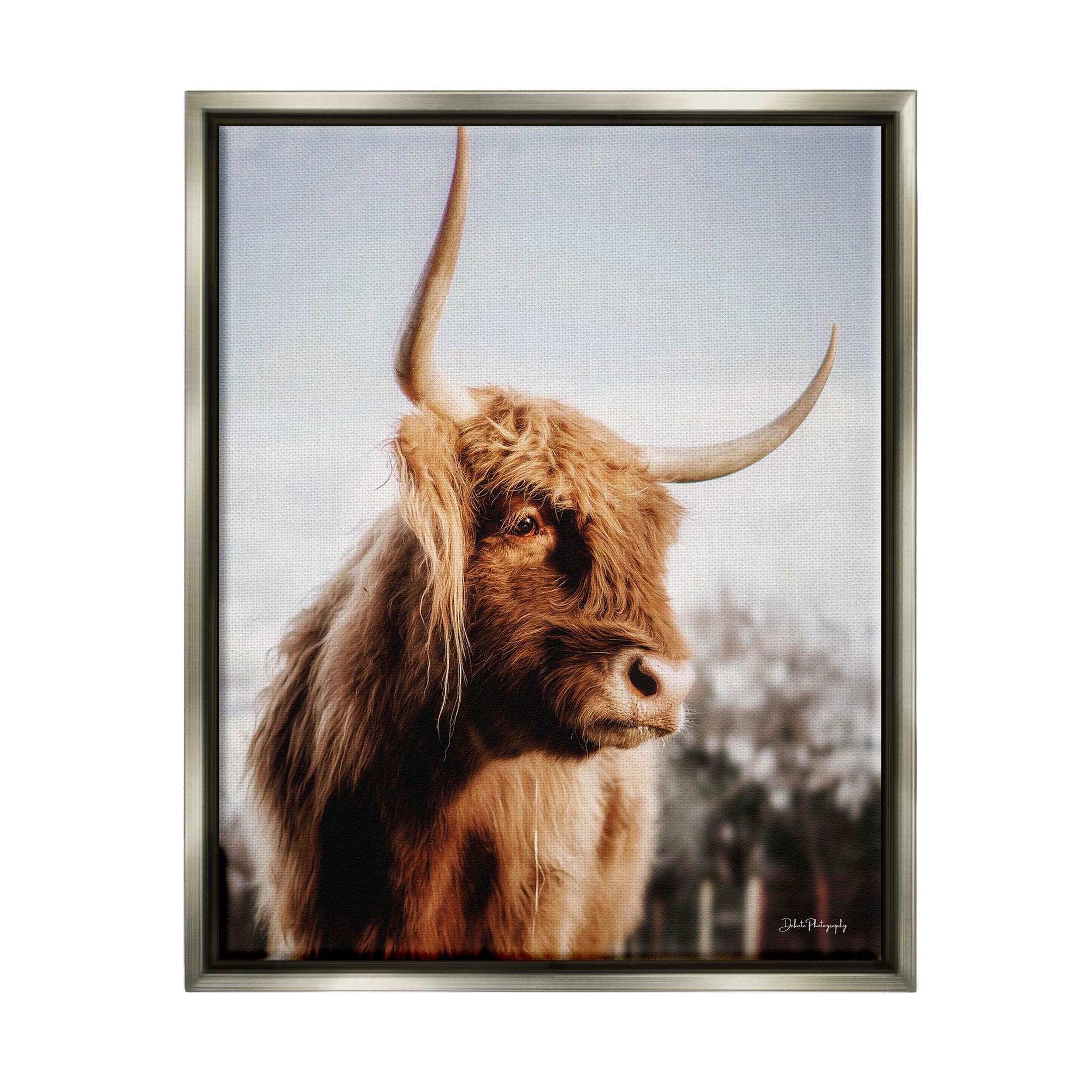 Cattle Gazing Rural Landscape Animals & Insects Photograph Luster Gray Framed Art Print Wall Art