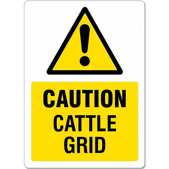 Cattle Grid Sign, 8"x12" Reflective Aluminum Metal Warning Signage with Symbol, Sturdy Sign for Indoor Outdoor Use, Livestock Grid Alert