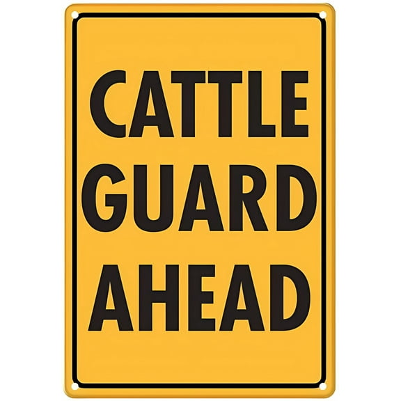 Cattle Guard Ahead Sign, 8"x12" Aluminum Tin Wall Decor, Farm-Themed for Home Kitchen, Livestock Guard Alert