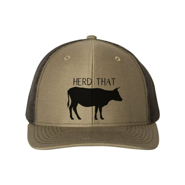 Cattle Hat, Herd That, Dairy Cattle, Beef Hat, Cattle Farmer Hat, Farm Hat, Trucker Hat, Baseball Cap, 10 Color Options!, Cows, Black Text, Loden/Black