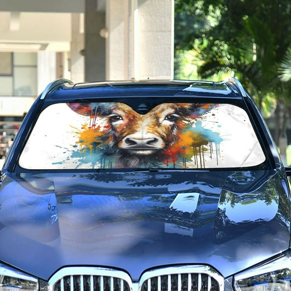 Cattle Head Automotive Front Car Windshield Sun Shade Reflector Foldable for Front Fit for Cars Truck SUVs