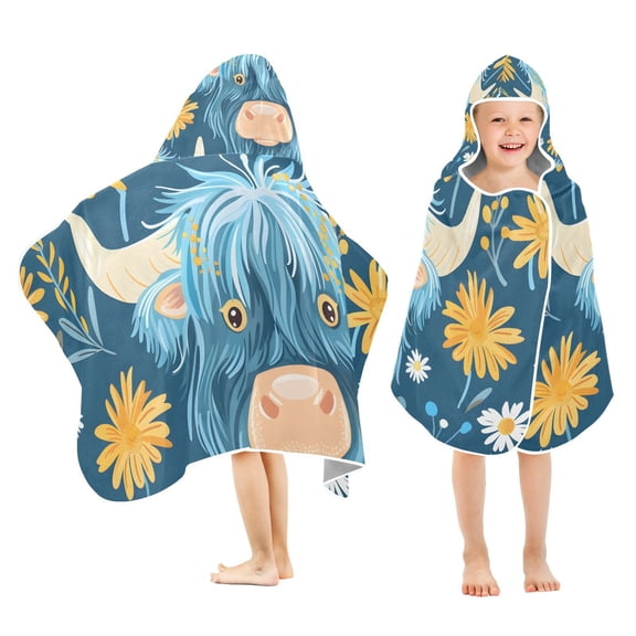 Cattle Head Cow Flowers Kid Bath Towels Bath Beach Towel Super Soft and Absorbent for Kid Girl Boy Babie Toddler Infant