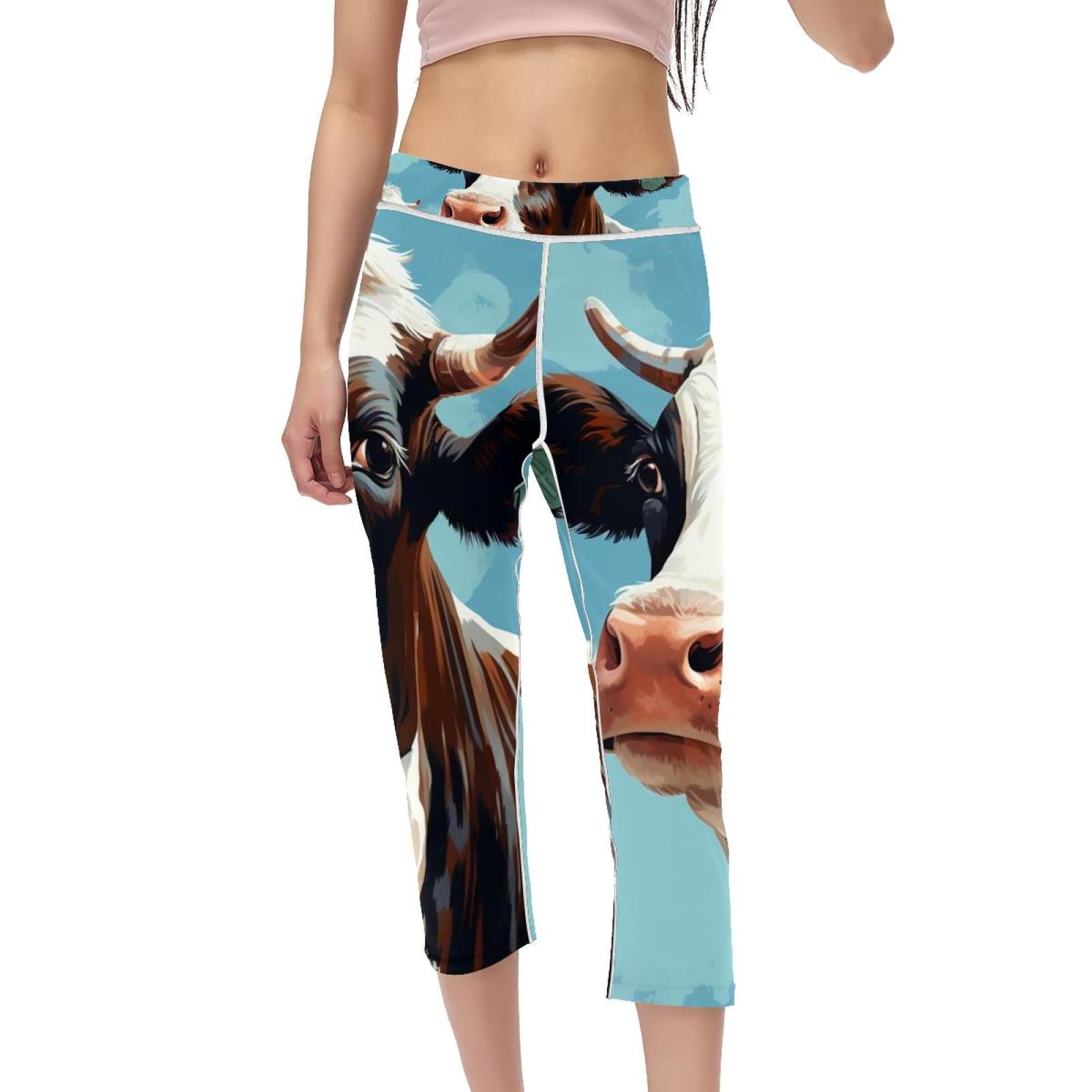 Cattle High Waist Capris Printed Womens Leggings Yoga Pants Women Fitness Running Yoga Leggings