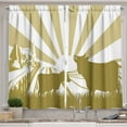 thumbnail image 1 of Cattle Kitchen Curtains, Silhouette Illustration of a Farm House Cottage in an Idyllic Landscape, Two Panels Drapes with Rod Pocket Room Decor, 55" X 45", White Tan and Khaki, by Ambesonne, 1 of 3