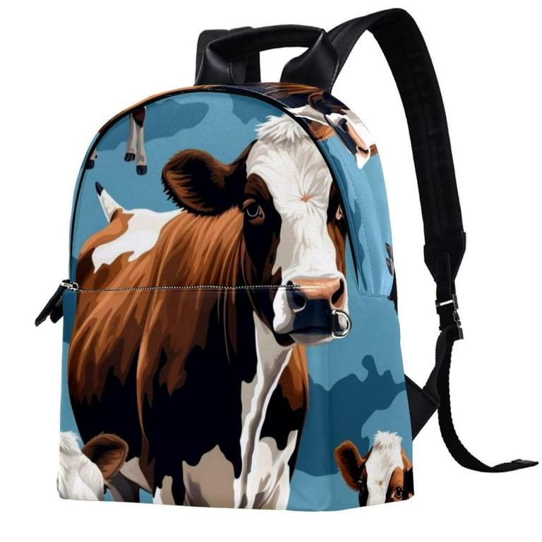 Cattle Leather Backpack for Women Men Teens Large Capacity Lightweight School Work Camping Travel Bookbag Teacher Backpack with Adjustable Straps Printed Design Walmart