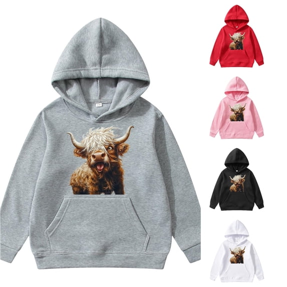 Cattle Long Sleeved Hoodie for Children Baby Sweater 12-18 Months 3-4 Years