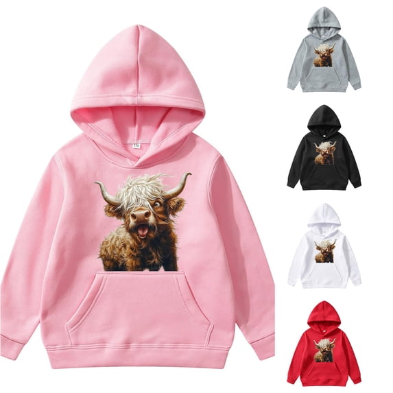 Cattle Long Sleeved Hoodie for Children Baby Sweater 12-18 Months 4-5 Years