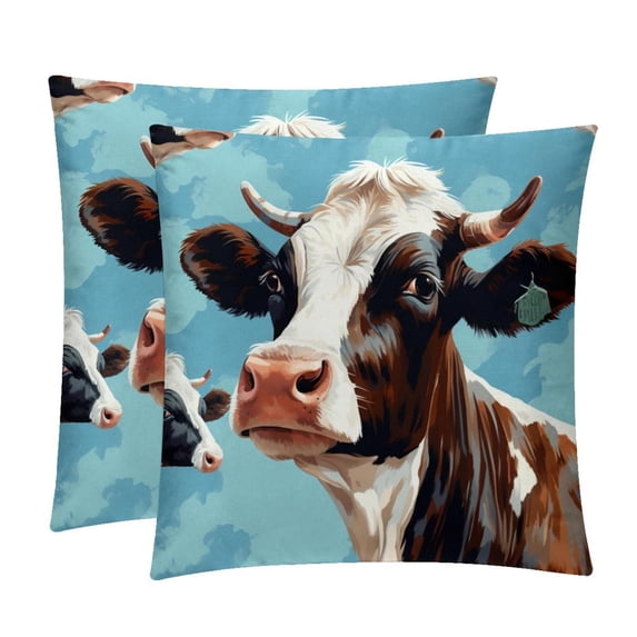 Cattle Luxurious Velvet Decorative Pillows Covers - Set of 2 Throw Pillow Covers for Chair, Unique Patterns, 16x16, 18x18, 20x20 Inches for Any Occasion